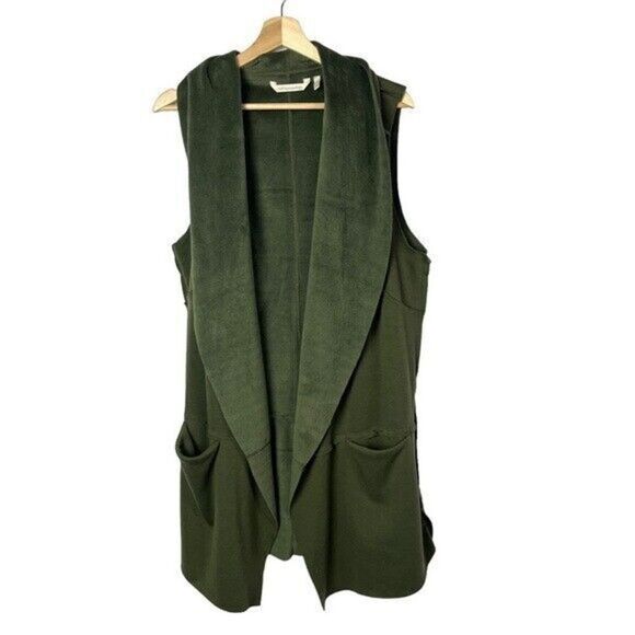 Soft Surroundings Vienna Moss Forest Green Mid Length Vest L - Picture 1 of 4